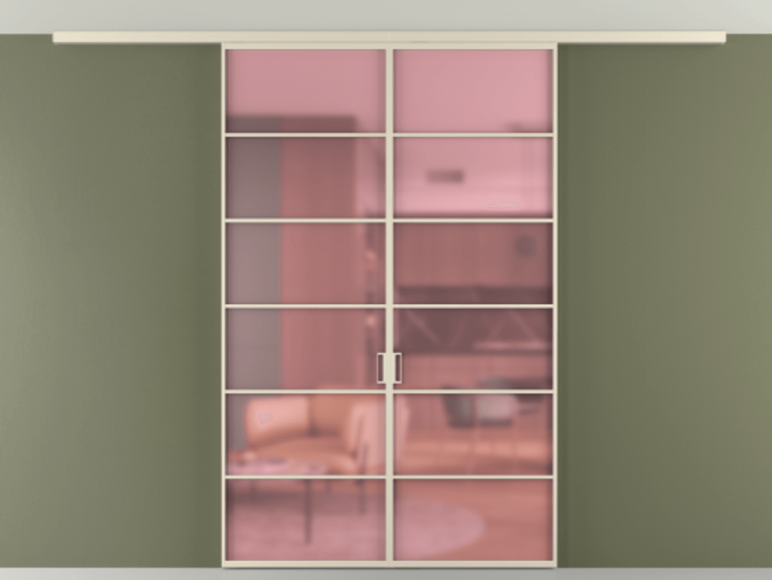 Перегородка Formato вдоль стены на потолок 2 створки АЛПР 040.04 Алюминий бежево-серый Сатинированное розовое стекло, триплекс Цена 13100 Br | Volhovec