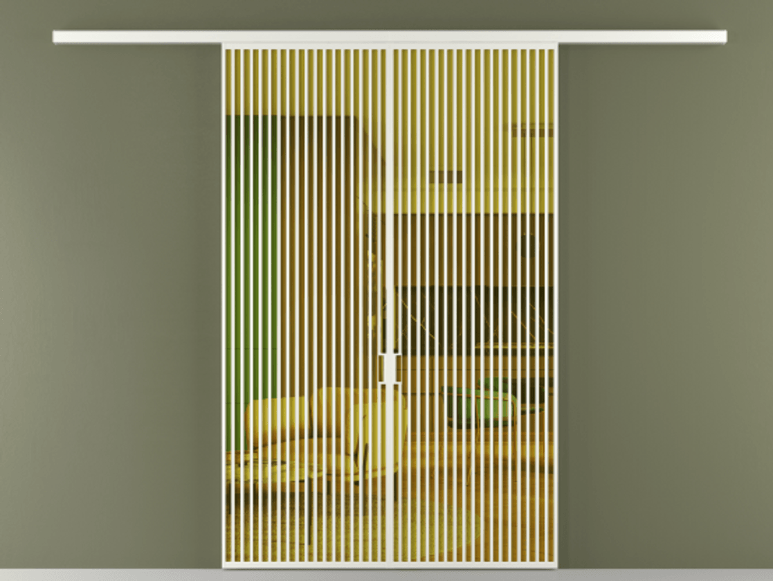 Перегородка Формато вдоль стены 2 створки АЛПР 040.06 Алюминий светло-серый Прозрачное жёлтое стекло, триплекс Цена 19200 Br | Volhovec