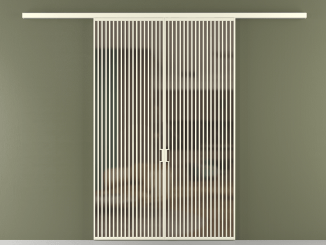 Перегородка Формато вдоль стены 2 створки АЛПР 040.06 Алюминий молочно-белый Сатинированное бронзовое стекло, триплекс Цена 18310 Br | Volhovec