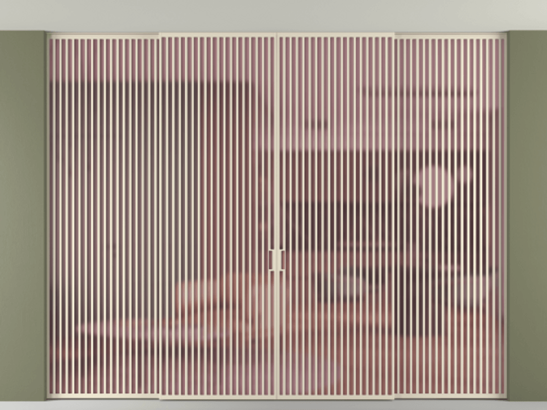 Перегородка Formato внутри проёма скрытое крепление в потолок 4 створки АЛПР 040.06 Алюминий бежево-серый Сатинированное розовое стекло, триплекс Цена 51000 Br | Volhovec