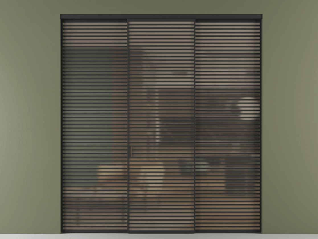 Перегородка Formato внутри проёма 3 створки АЛПР 040.07 Алюминий Черный Сатинированное бронзовое стекло, триплекс Цена 30020 Br | Volhovec