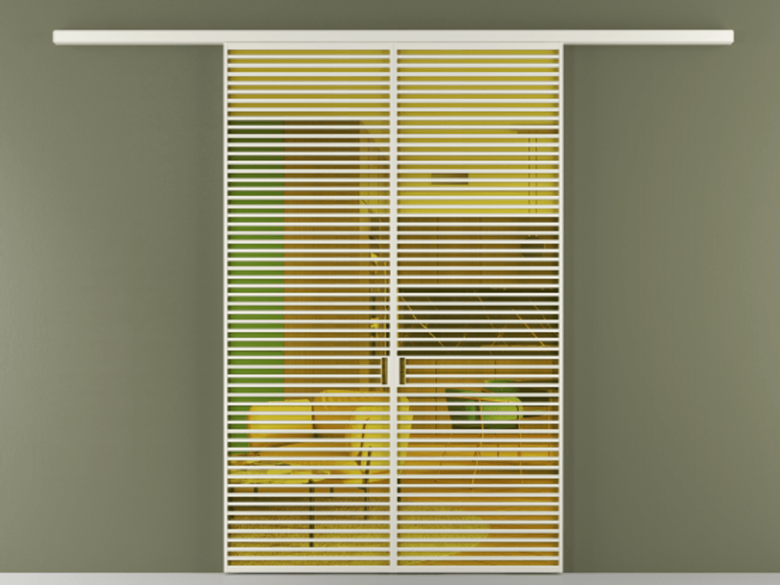 Перегородка Формато вдоль стены 2 створки АЛПР 040.07 Алюминий Белый Прозрачное жёлтое стекло, триплекс Цена 17500 Br | Volhovec