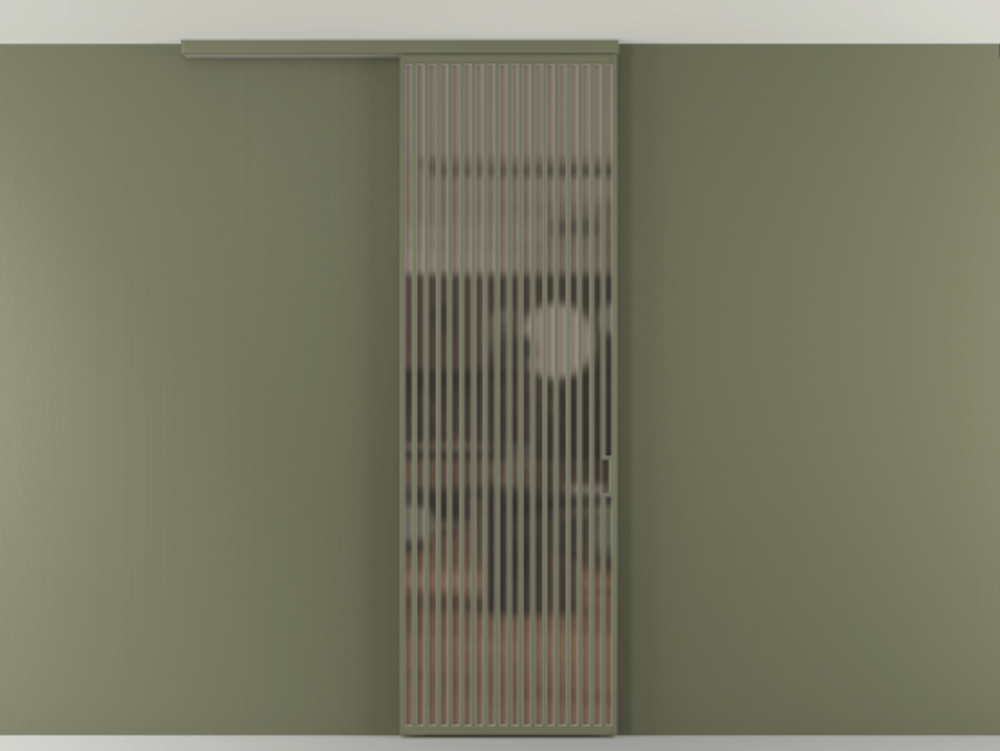 Перегородка Формато вдоль стены на потолок 1 створка АЛПР 040.06 Алюминий оливковый тёмный Сатинированное бронзовое стекло, триплекс Цена 9500 Br | Volhovec