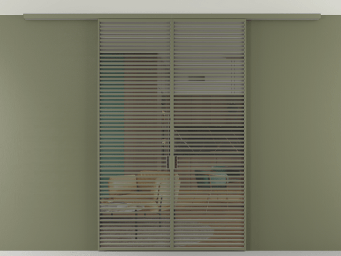 Перегородка Формато вдоль стены на потолок 2 створки АЛПР 040.07 Алюминий оливковый тёмный Прозрачное серое стекло, триплекс Цена 19640 Br | Volhovec