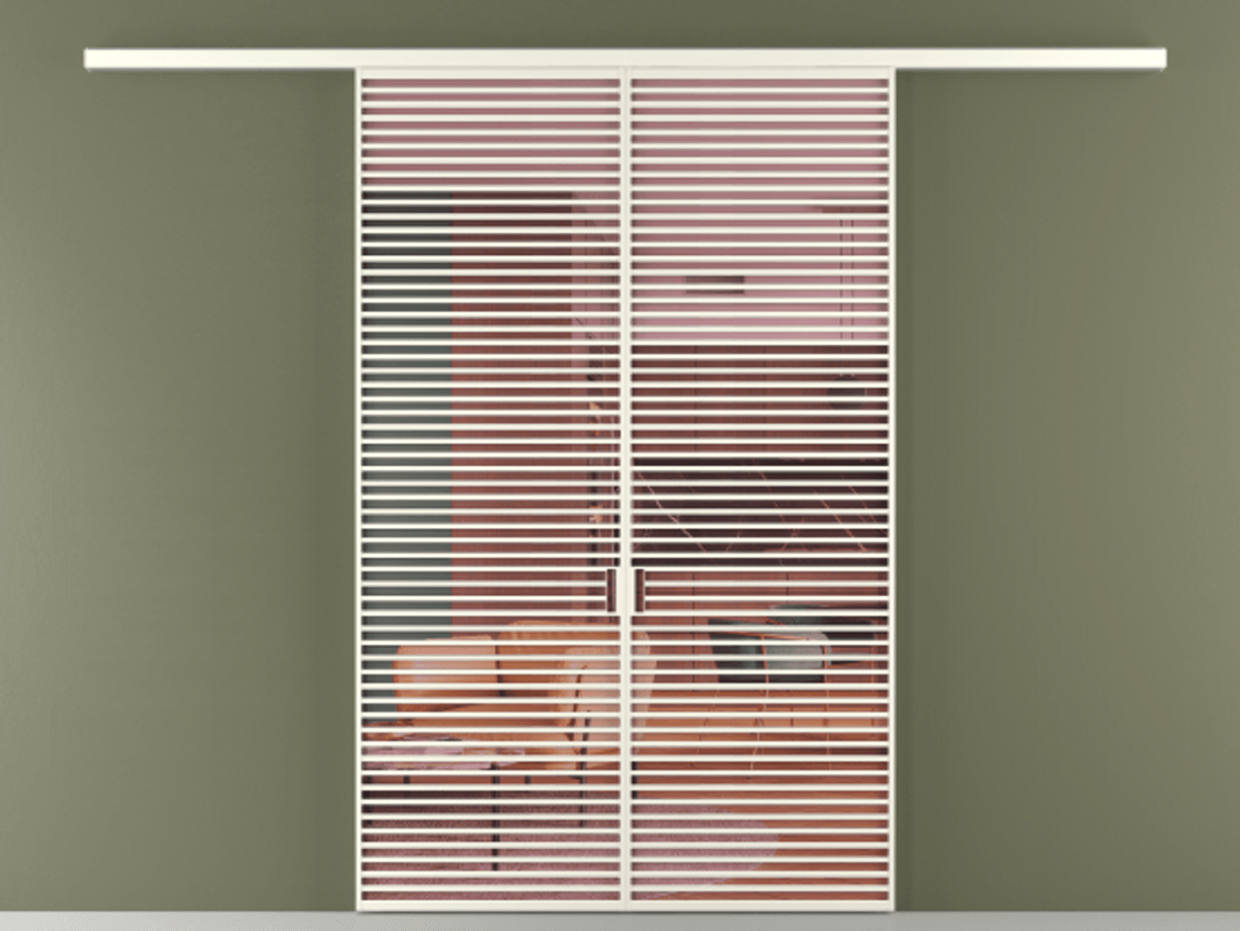 Перегородка Formato вдоль стены 2 створки АЛПР 040.07 Алюминий жемчужный Прозрачное розовое стекло, триплекс Цена 18300 Br | Volhovec