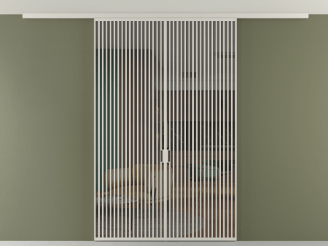 Перегородка Формато вдоль стены на потолок 2 створки АЛПР 040.06 Алюминий тёплый серый Прозрачное серое стекло, триплекс Цена 23710 Br | Volhovec