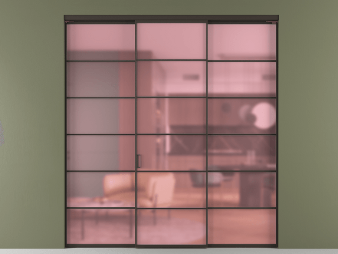 Перегородка Формато внутри проёма 3 створки АЛПР 040.04 Алюминий антрацит Сатинированное розовое стекло, триплекс. Цена 13600 Br 1. Полотно 3 шт. (800/2100 мм)
2. Комплект установки раздвижной системы
3. Базовый комплект фурнитуры
4.Ручка Рондо. Фабрика дверей Волховец 8 (800) 551 43 19 Перегородка Формато внутри проёма 3 створки АЛПР 040.04 Алюминий антрацит Сатинированное розовое стекло, триплекс Цена 13600 Br | Volhovec