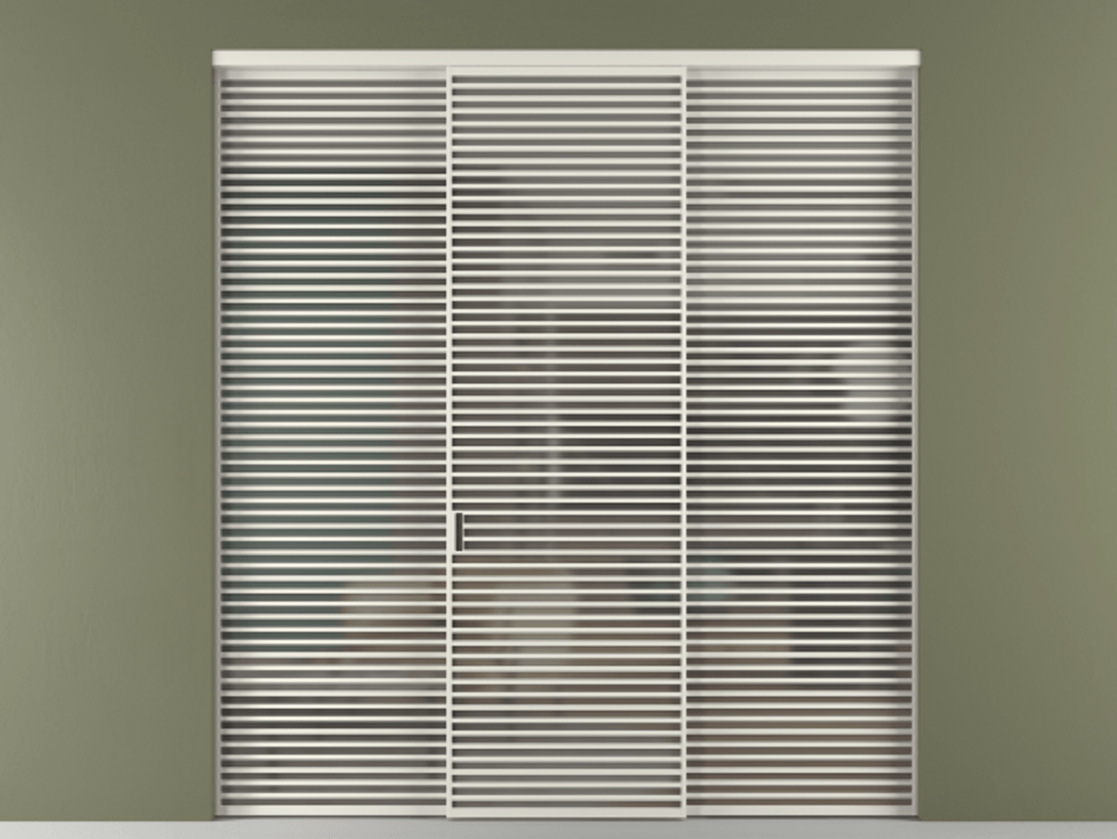 Перегородка Формато внутри проёма 3 створки АЛПР 040.07 Алюминий Белый Сатинированное серое стекло, триплекс Цена 23410 Br | Volhovec