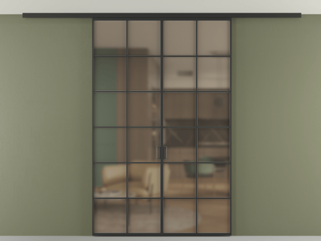 Перегородка Формато вдоль стены на потолок 2 створки АЛПР 040.05 Алюминий Черный Сатинированное бронзовое стекло, триплекс Цена 12570 Br | Volhovec