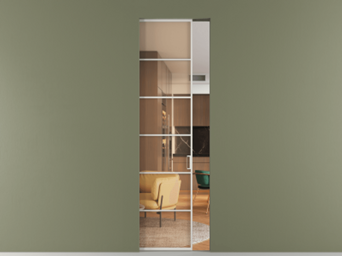 Перегородка Formato скрытый пенал 1 створка АЛПР 040.04 Алюминий Белый Прозрачное оранжевое стекло, триплекс Цена 9300 Br | Volhovec