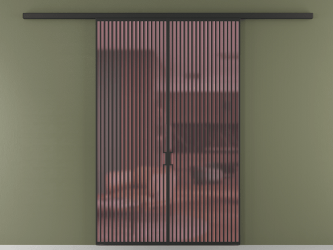 Перегородка Formato вдоль стены 2 створки АЛПР 040.06 Алюминий Черный Сатинированное розовое стекло, триплекс Цена 18400 Br | Volhovec