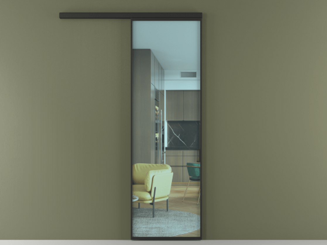 Перегородка Formato вдоль стены 1 створка АЛПР 040.01 Алюминий Черный Прозрачное голубое стекло, триплекс Цена 5200 Br  | Volhovec