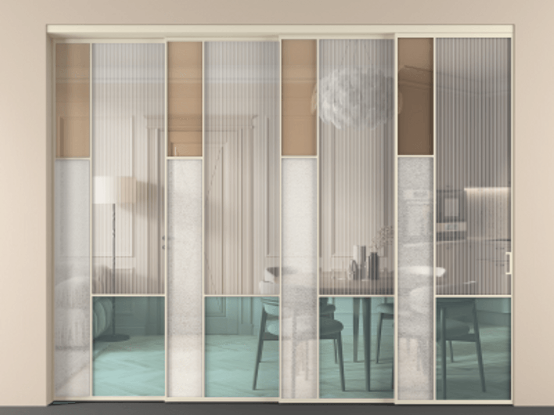 Перегородка Mosaic внутри проёма 4 створки с синхронным механизмом АЛПР 041.13 Алюминий бежево-серый Комбинация стекол Группы 1 и Группы 3. Цена 32700 Br . Фабрика дверей Волховец 8 (800) 551 43 19 Перегородка Mosaic внутри проёма 4 створки с синхронным механизмом АЛПР 041.13 Алюминий бежево-серый Комбинация стекол Группы 1 и Группы 3 Цена 32700 Br | Volhovec