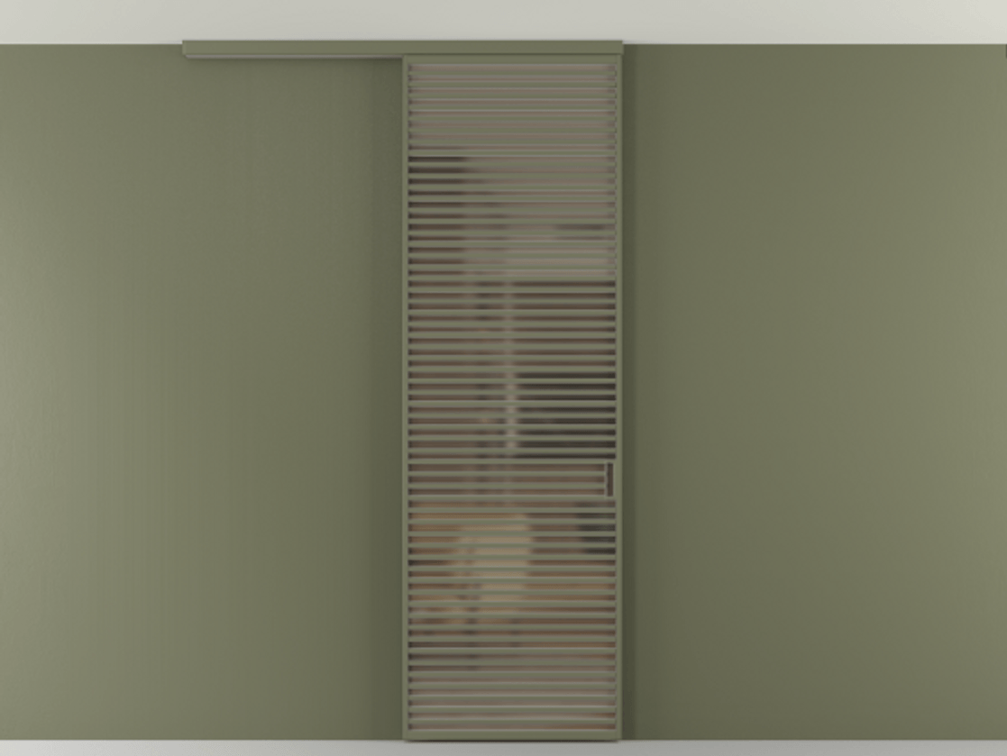 Перегородка Formato вдоль стены на потолок 1 створка АЛПР 040.07 Алюминий оливковый тёмный Сатинированное бронзовое стекло, триплекс Цена 9500 Br | Volhovec