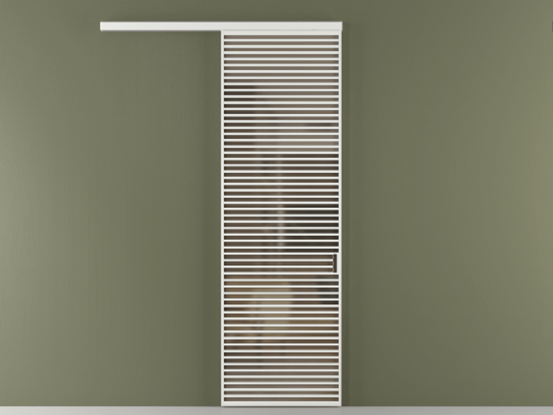 Перегородка Формато вдоль стены 1 створка АЛПР 040.07 Алюминий белоснежный Сатинированное бронзовое стекло, триплекс Цена 8341 Br  | Volhovec