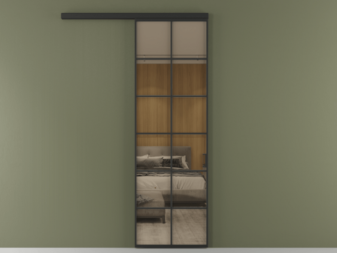 Перегородка Formato вдоль стены 1 створка АЛПР 040.05 Алюминий Черный Рефлективное бронзовое стекло "Stopsol", калёное Цена 7040 Br  | Volhovec