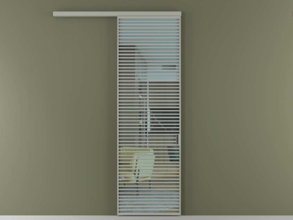 Перегородка Formato вдоль стены 1 створка АЛПР 040.07 Алюминий нейтральный серый Прозрачное голубое стекло, триплекс Цена 9900 Br  | Volhovec