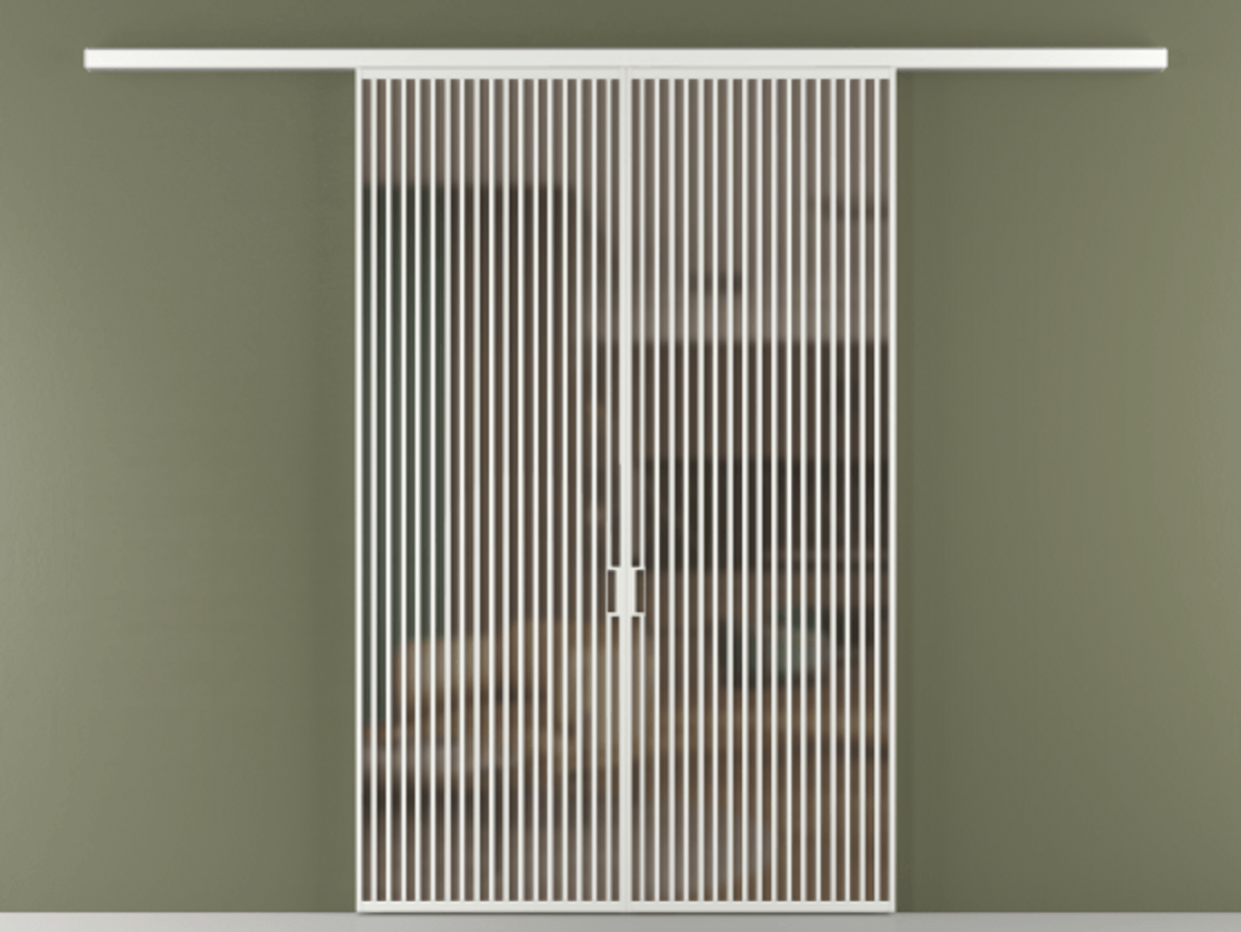 Перегородка Formato вдоль стены 2 створки АЛПР 040.06 Алюминий белоснежный Сатинированное бронзовое стекло, триплекс Цена 22940 Br | Volhovec