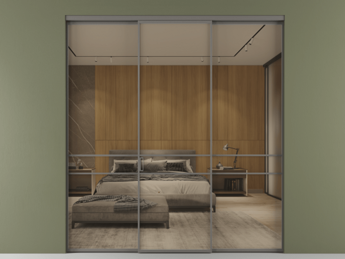 Перегородка Formato внутри проёма 3 створки АЛПР 040.02 Алюминий классический серый Рефлективное бронзовое стекло "Stopsol", калёное. Цена 16980 Br 1. Полотно 3 шт. (800/2100 мм)
2. Комплект установки раздвижной системы
3. Базовый комплект фурнитуры
4.Ручка RONDO. Фабрика дверей Волховец 8 (800) 551 43 19 Перегородка Formato внутри проёма 3 створки АЛПР 040.02 Алюминий классический серый Рефлективное бронзовое стекло "Stopsol", калёное Цена 16980 Br | Volhovec