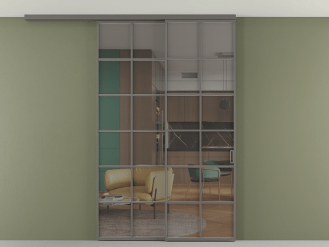 Перегородка Formato вдоль стены на потолок 2 створки с синхронным механизмом АЛПР 040.05 Алюминий классический серый Прозрачное серое стекло, триплекс. Цена 15110 Br 1. Полотно 2 шт. (800/2100 мм)
2. Комплект установки раздвижной системы
3. Базовый комплект фурнитуры
4.Ручка RONDO
. Фабрика дверей Волховец 8 (800) 551 43 19 Перегородка Formato вдоль стены на потолок 2 створки с синхронным механизмом АЛПР 040.05 Алюминий классический серый Прозрачное серое стекло, триплекс Цена 15110 Br | Volhovec