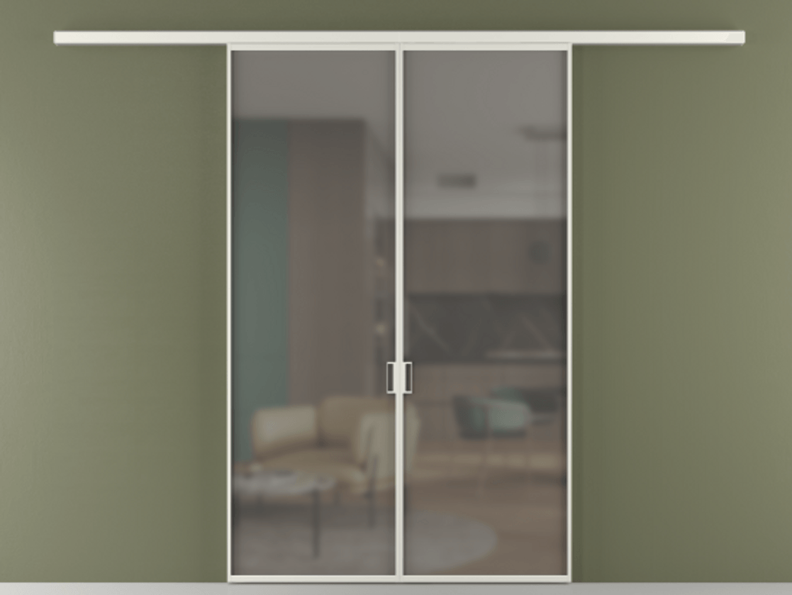 Перегородка Formato вдоль стены 2 створки АЛПР 040.01 Алюминий серый Сатинированное серое стекло, триплекс Цена 11880 Br | Volhovec