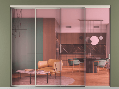 Алюминевая перегородка АЛПР 040.01_АСБЖ_ПРОЗ РОЗ_new. Цвет Алюминий светло-бежевый. Материал Алюминий в эмали. Коллекция Перегородка Formato внутри проёма телескопик синхро 3. Картинка.