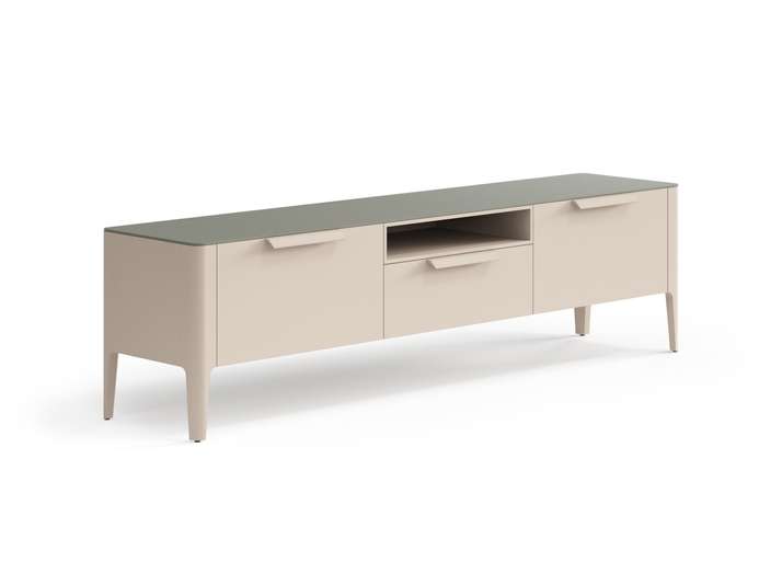 Мебель ТВ тумба Piega. Цвет Матовый бисквитный. Материал Гладкая эмаль. Коллекция ТВ тумба Piega. Картинка.