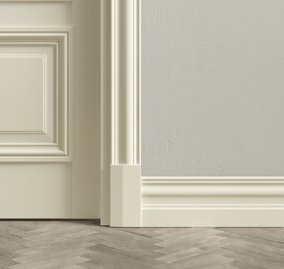 Плинтус Плинтус Высокий классический. Цвет Бук молочно-белый. Коллекция Плинтус Высокий классический. Картинка.