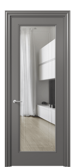 Дверь межкомнатная 8400 МКЛС Прозрачное стекло с гравировкой Mascot. Цвет Матовый классический серый. Материал Гладкая эмаль. Коллекция Mascot. Картинка.