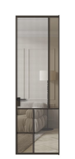 Межкомнатная дверь АЛПЛ041.21 ААН MS+Бронза триплекс. Цвет Алюминий антрацит. Материал Алюминий в эмали. Коллекция Mosaic. Фото. Дверь межкомнатная АЛПЛ041.21 ААН MS+Бронза триплекс. Цвет Алюминий антрацит. Материал Алюминий в эмали. Коллекция Mosaic. Картинка.