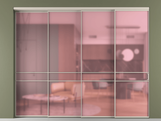 Алюминевая перегородка АЛПР 040.02_АСБЖ_САТ РОЗ_new. Цвет Алюминий светло-бежевый. Материал Алюминий в эмали. Коллекция Перегородка Formato внутри проёма 4 створки с синхронным механизмом. Фото. Алюминевая перегородка АЛПР 040.02_АСБЖ_САТ РОЗ_new. Цвет Алюминий светло-бежевый. Материал Алюминий в эмали. Коллекция Перегородка Formato внутри проёма 4 створки с синхронным механизмом. Картинка.