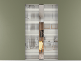 Алюминевая перегородка АЛПР 040.07 БЕЛ Зеркало триплекс. Цвет Алюминий Белый. Материал Алюминий. Коллекция Перегородка Formato скрытый пенал 2 створки. Картинка.