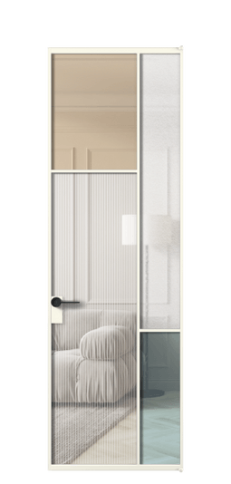 Дверь межкомнатная АЛПЛ041.10 АЖМ 4 стекла. Цвет Алюминий жемчужный. Материал Алюминий в эмали. Коллекция Mosaic. Картинка.