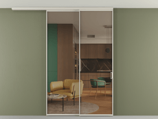 Перегородка Formato вдоль стены на потолок 2 створки с синхронным механизмом