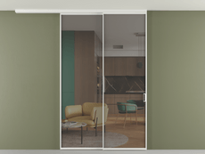 Перегородка Formato вдоль стены на потолок 2 створки с синхронным механизмом