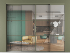 Перегородка Формато внутри проёма 4 створки с синхронным механизмом