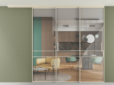 Перегородка Формато вдоль стены на потолок 3 створки с синхронным механизмом