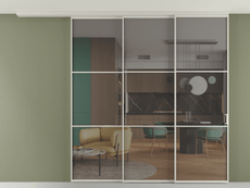 Перегородка Formato вдоль стены на потолок 3 створки с синхронным механизмом