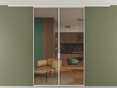 Перегородка Formato вдоль стены на потолок 2 створки