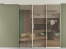 Перегородка Formato вдоль стены на потолок 3 створки с синхронным механизмом