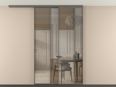 Перегородка Mosaic вдоль стены на потолок 2 створки с синхронным механизмом