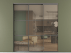 Перегородка Formato внутри проёма 3 створки с синхронным механизмом