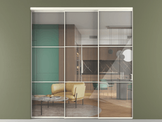 Перегородка Формато внутри проёма 3 створки с синхронным механизмом