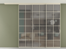 Перегородка Formato вдоль стены на потолок 3 створки с синхронным механизмом