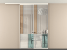 Перегородка Мозаик вдоль стены на потолок 2 створки с синхронным механизмом