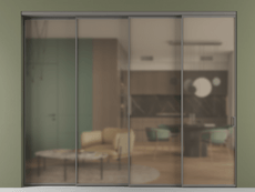 Перегородка Formato внутри проёма 4 створки с синхронным механизмом