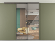 Перегородка Формато вдоль стены на потолок 2 створки с синхронным механизмом