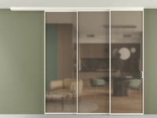 Перегородка Formato вдоль стены на потолок 3 створки с синхронным механизмом