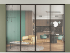 Перегородка Формато внутри проёма скрытое крепление в потолок 4 створки