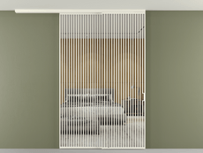 Перегородка Формато вдоль стены на потолок 2 створки с синхронным механизмом